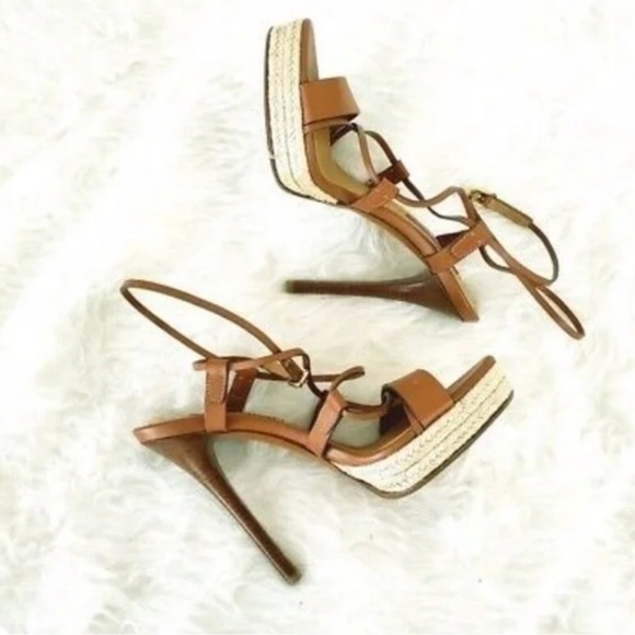 Ralph Lauren Strappy Leather and Jute Rope Sandal NEW - Picture 3 of 13